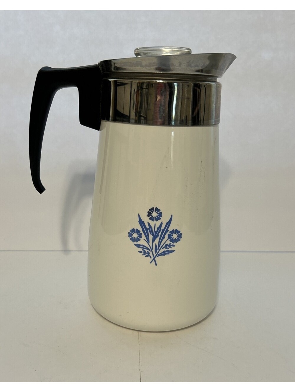 Corelle Ware Blue Cornflower Stove Top Coffee Tea Pot Percolator 9 Cup Vintage
